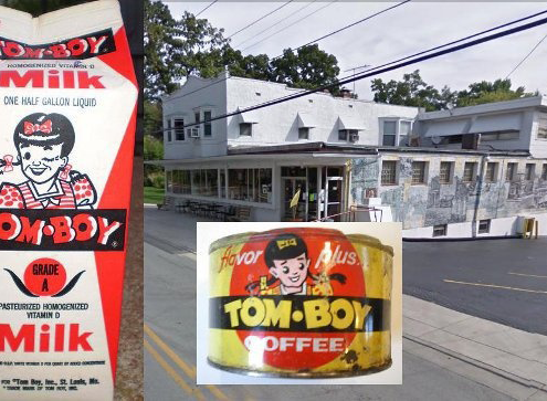 milk carton and can featuring "Tom Boy" logo