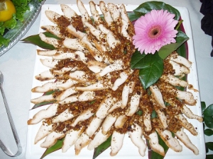 Westwood Catering's Pistachio Chicken plated decorative garnish